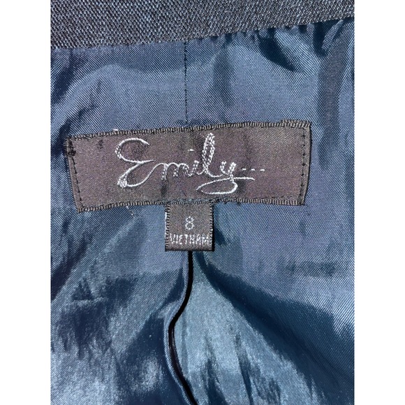 Emily Womens Blazer Jacket Dark Gray One Button Office Career‎ Size 8 - Picture 3 of 10